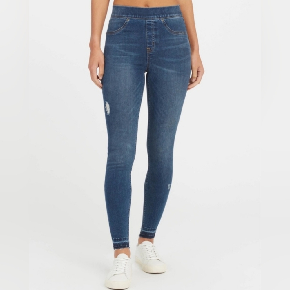 🌷SPANX Dark Blue High-Rise Skinny Jeans🌷size:L